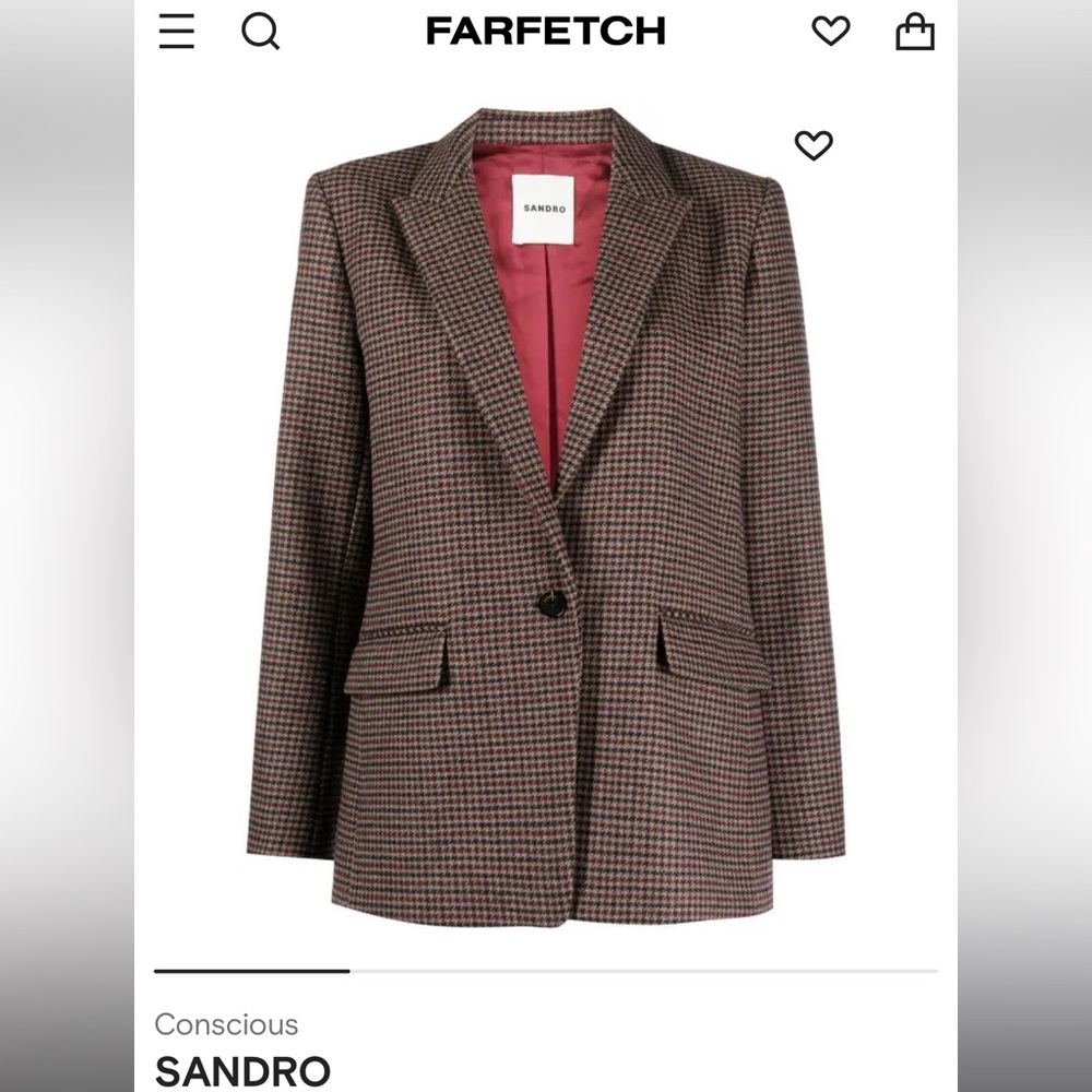 Sandro Houndstooth blazer with gold button